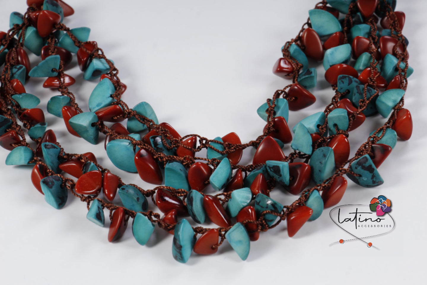 Blue & Brown Long Tagua Necklace